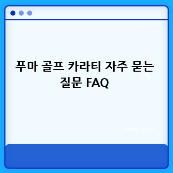 푸마 골프 카라티 자주 묻는 질문 FAQ