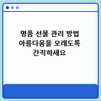 명품 선물 관리 방법 아름다움을 오래도록 간직하세요